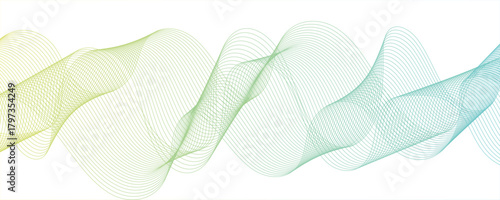 Abstract sky blue wavy lines Digital frequency track equalizer background. Curved wave smooth stripe seamless pattern. technical flowing web science tech geometric concept lines.