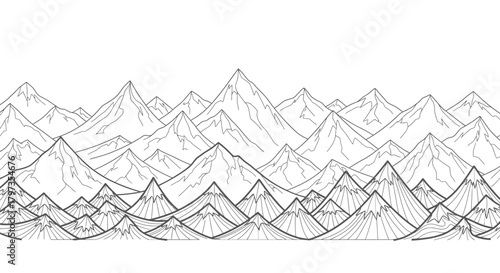 Abstract mountain landscape illustration with geometric pattern peaks outline