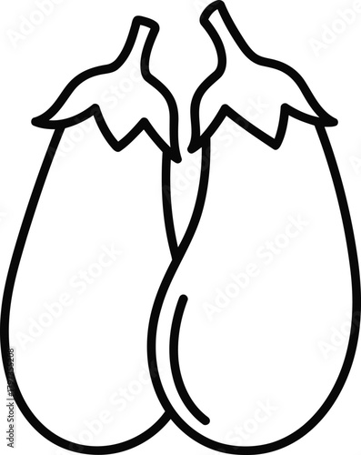 Simple vector outline illustration of two fresh eggplants icon
