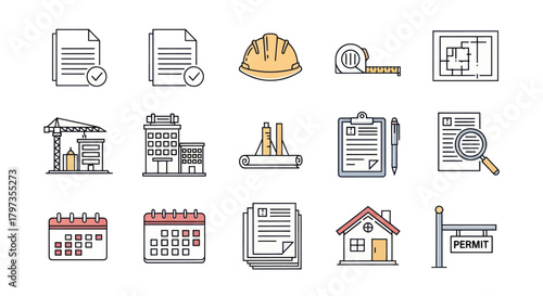 Construction and Real Estate Icons Set Vector Illustrations.