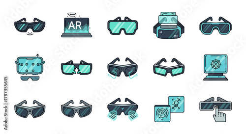 Collection of Virtual and Augmented Reality Headsets and Goggles.