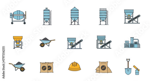 Collection of Construction Equipment and Tools Icons.