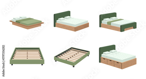 Assortment of Various Modern Beds with Different Designs.