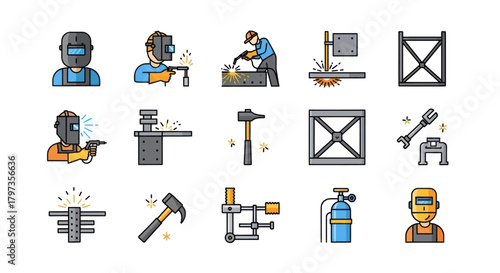 Welding and Metalworking Icons: A Collection of Industry Symbols.