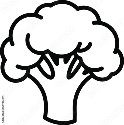 Outline drawing of healthy broccoli vegetable food isolated
