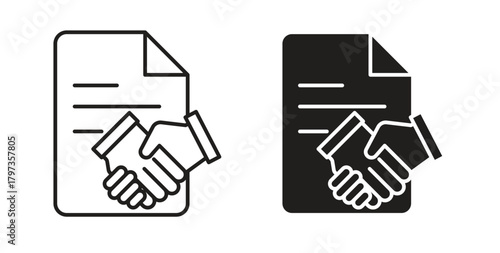 Contract icon simple vectors in black, suitable for projects