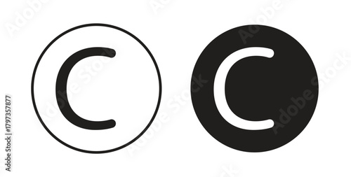 Copyright icon simple vectors in black, suitable for projects