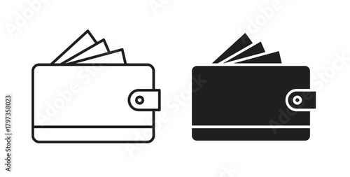 Cryptocurrency wallet icon simple vectors in black, suitable for projects