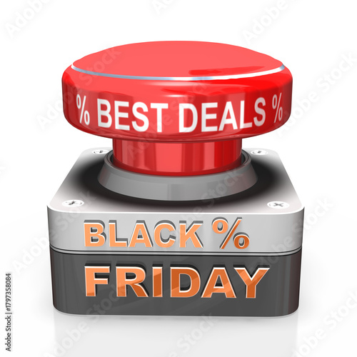 3d Buzzer für Start Black Week mit besten Preisen, best Deals freigestellt auf transparenten Hintergrund
