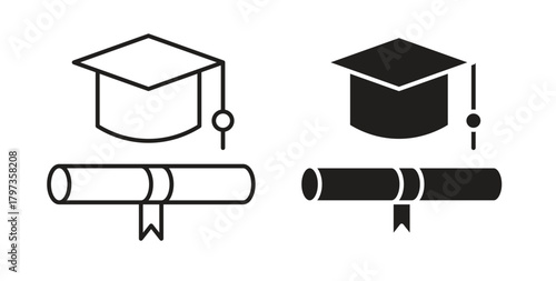 Degree icon simple vectors in black, suitable for projects