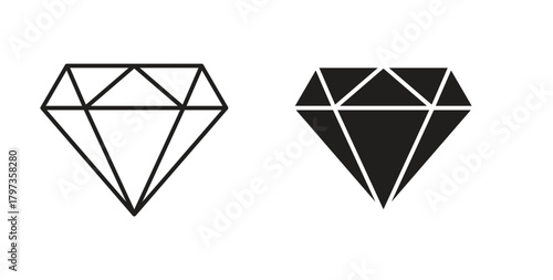 Diamond icon simple vectors in black, suitable for projects