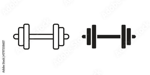 Dumbbell icon simple vectors in black, suitable for projects