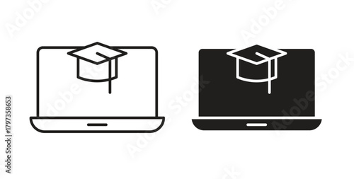 E-learning icon simple vectors in black, suitable for projects