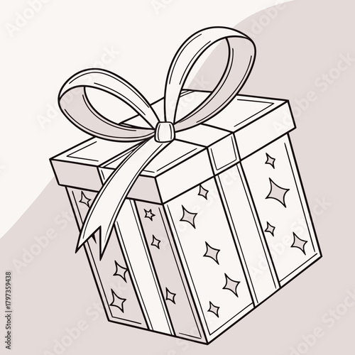 Monochrome gift box with ribbon