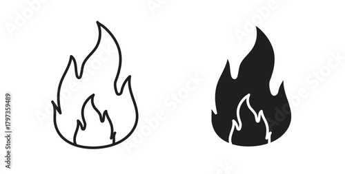 Fire icon simple vectors in black, suitable for projects