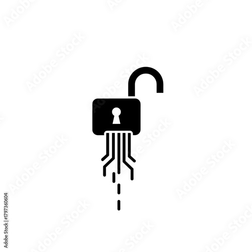 Data leak icon on transparent background with security and privacy concerns
