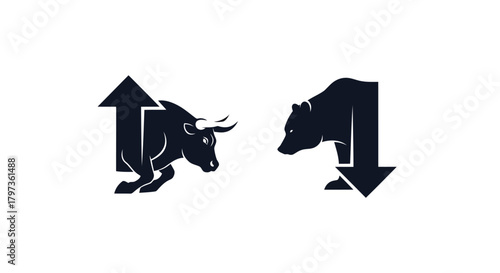 Illustration of bull and bear symbols representing stock market trends