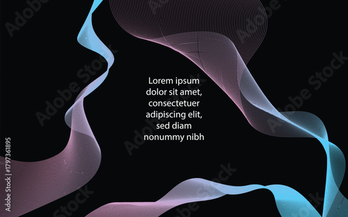 Modern neon wave design, Futuristic gradient ribbon art, Abstract flowing line background