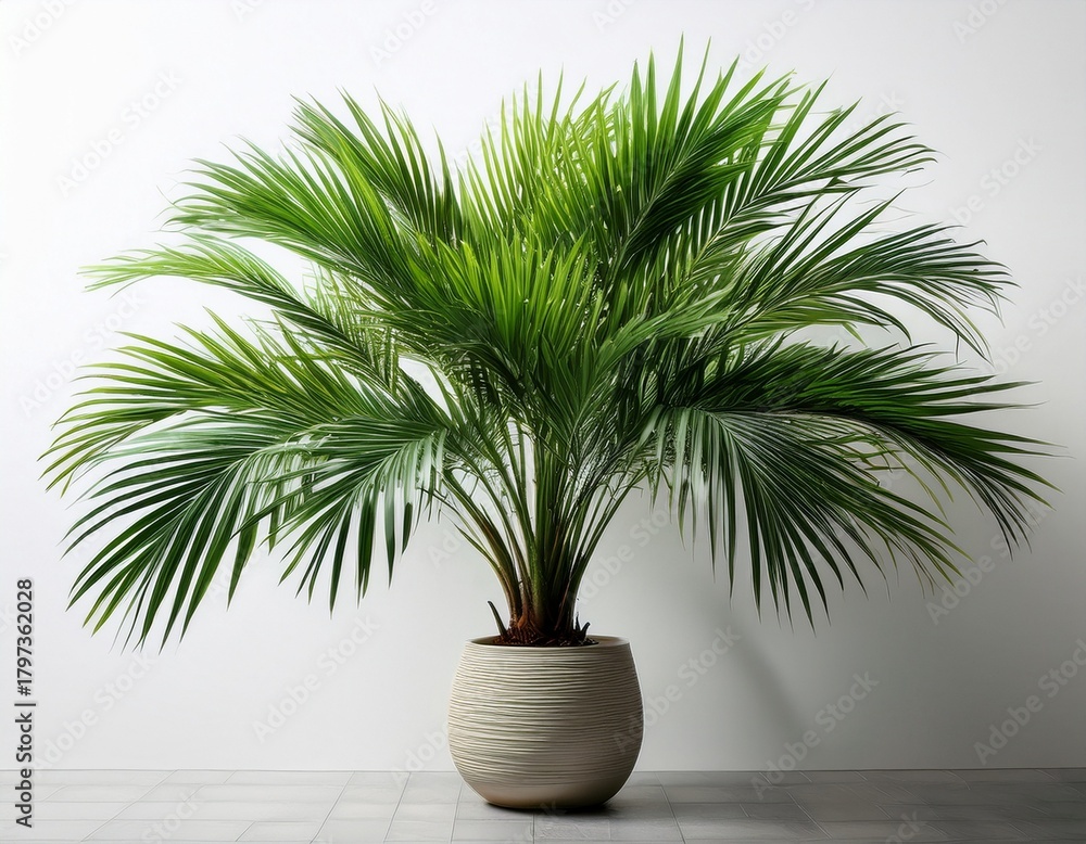 Obraz premium potted palm tree on white background a touch of tropical greenery for your space