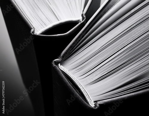 closeup black and white book detail