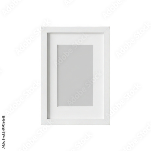 A simple clean white picture frame with a grey inset isolated on transparent background