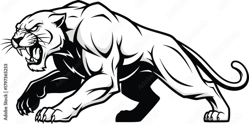 Obraz premium Black panther vector illustration angry panther mascot animal design eps silhouette