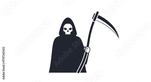 Grim Reaper with Scythe: Dark Silhouette of Death.
