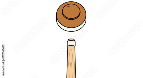 Wooden Pool Cue Tip and Brown Billiard Chalk Illustration.