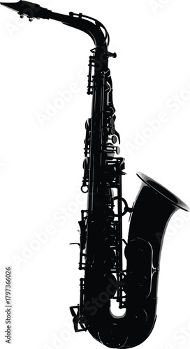 Saxophone black silhouette musical instrument jazz music sax player art eps