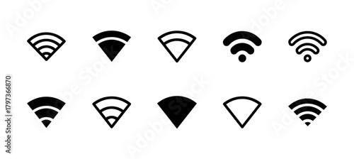 WiFi Icon Set Line and Solid style for Network Status