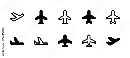 Airplane Mode Icon Set Line and Solid style for Device Setting