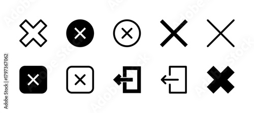 Close Icon Set Line and Solid style for Exit and Dismiss