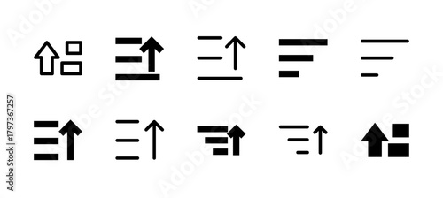 Sort Ascending Icon Set Line and Solid style for Data Ordering