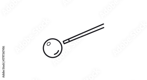 Simple Black and White Cue Ball and Cue Stick.