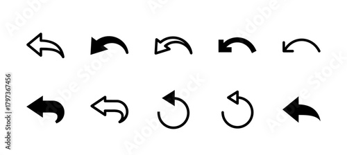 Undo Icon Set Line and Solid style for Action Reversal