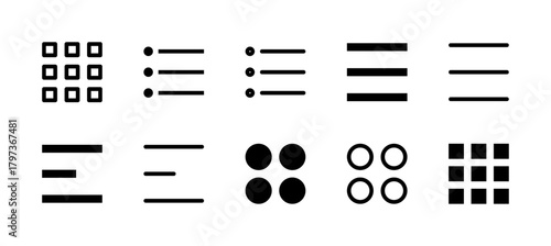 Menu Icon Set Line and Solid style for App Navigation