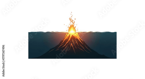 Erupting Volcano with Lava and Ash Spewing into the Air.