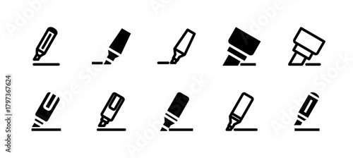 Highlight Icon Set Line and Solid style for Text Marking
