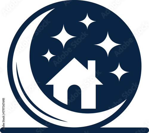 House Moon Star Logo Template Dream Home Vector Design