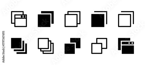 Tab Icon Set Line and Solid style for Content Organization