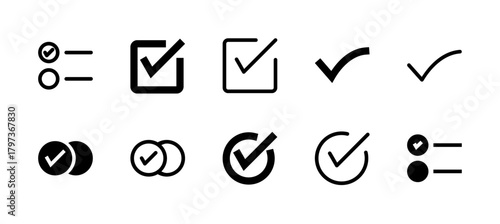 Check Box Icon Set Line and Solid style for Multiple Selection