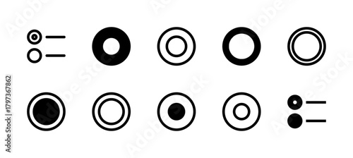Radio Button Icon Set Line and Solid style for Single Selection