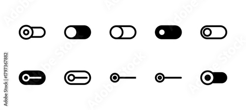 Toggle Off Icon Set Line and Solid style for Inactive State