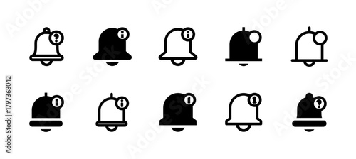 Notification Info Icon Set Line and Solid style for System Alert