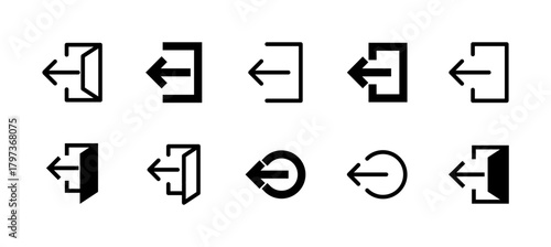 Log Out Icon Set Line and Solid style for Session Termination