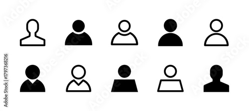 User Icon Set Line and Solid style for Single Account