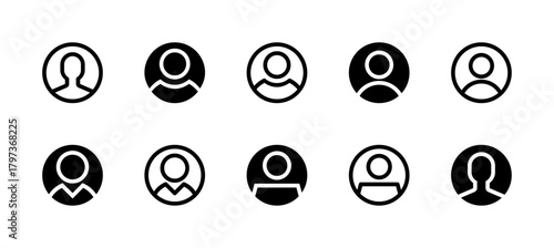 Profile Icon Set Line and Solid style for User Account