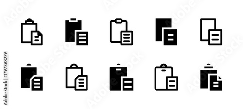 Paste Icon Set Line and Solid style for Content Insertion