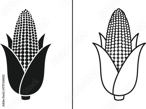 Corn vector illustration black and white corn cob icon agriculture art eps silhouette