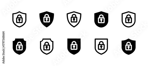 Security Icon Set Line and Solid style for System Protection